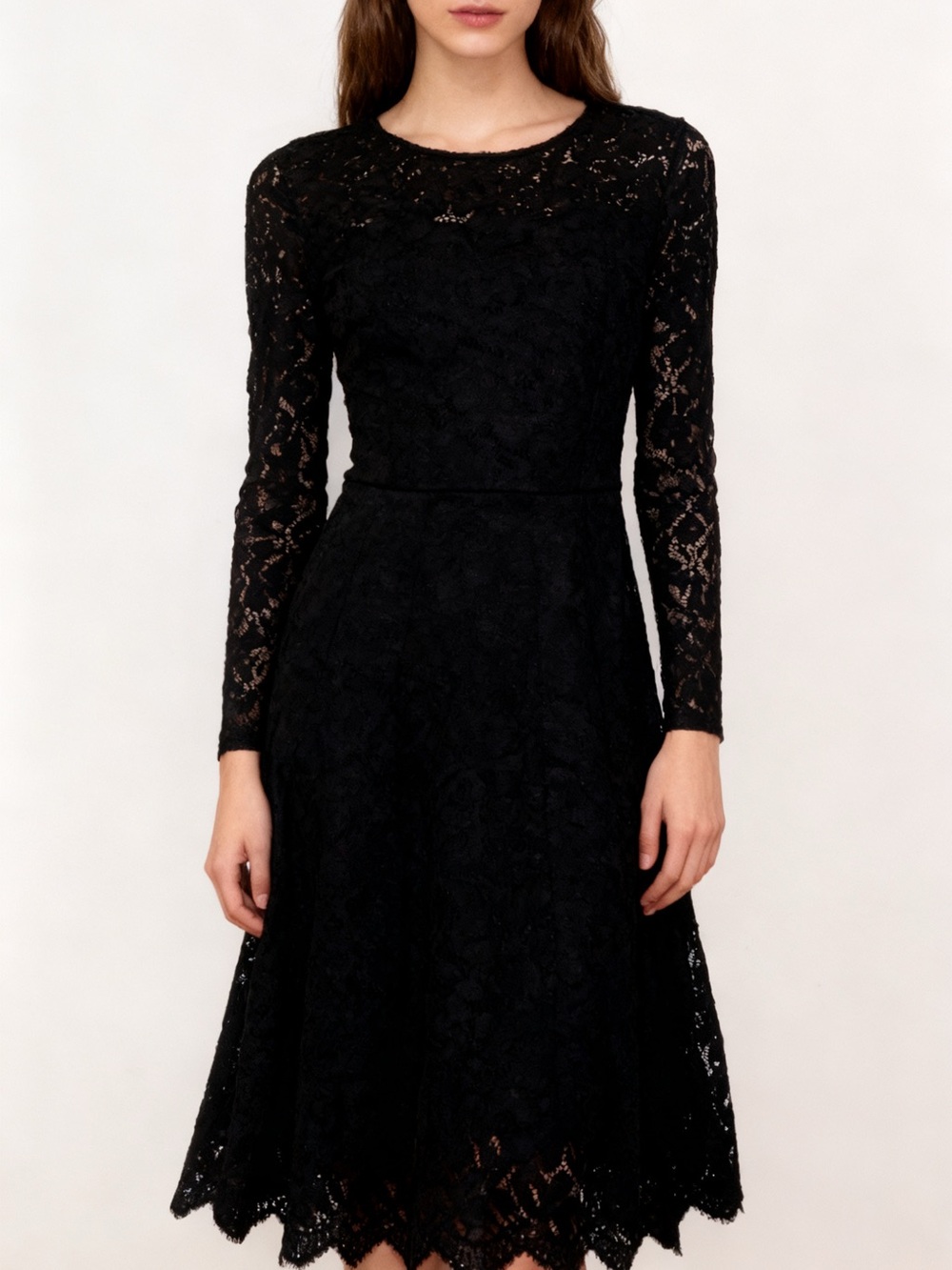 Semi Formal Black Lace Long-Sleeve Dress Women Size Small 8 MissMay Retro City